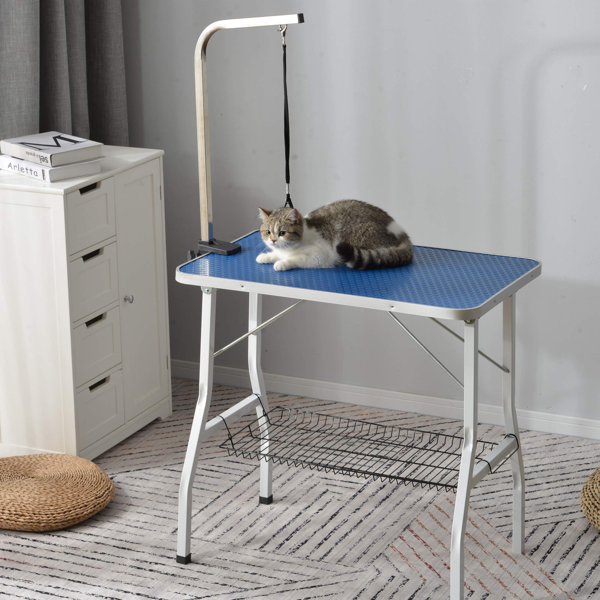 トリミングテーブル 折りたたみ トリミング台 トリミング 折り畳み【ブルー】 折りたたみトリミングテーブル|ペット用作業台 - 心ときめく生活